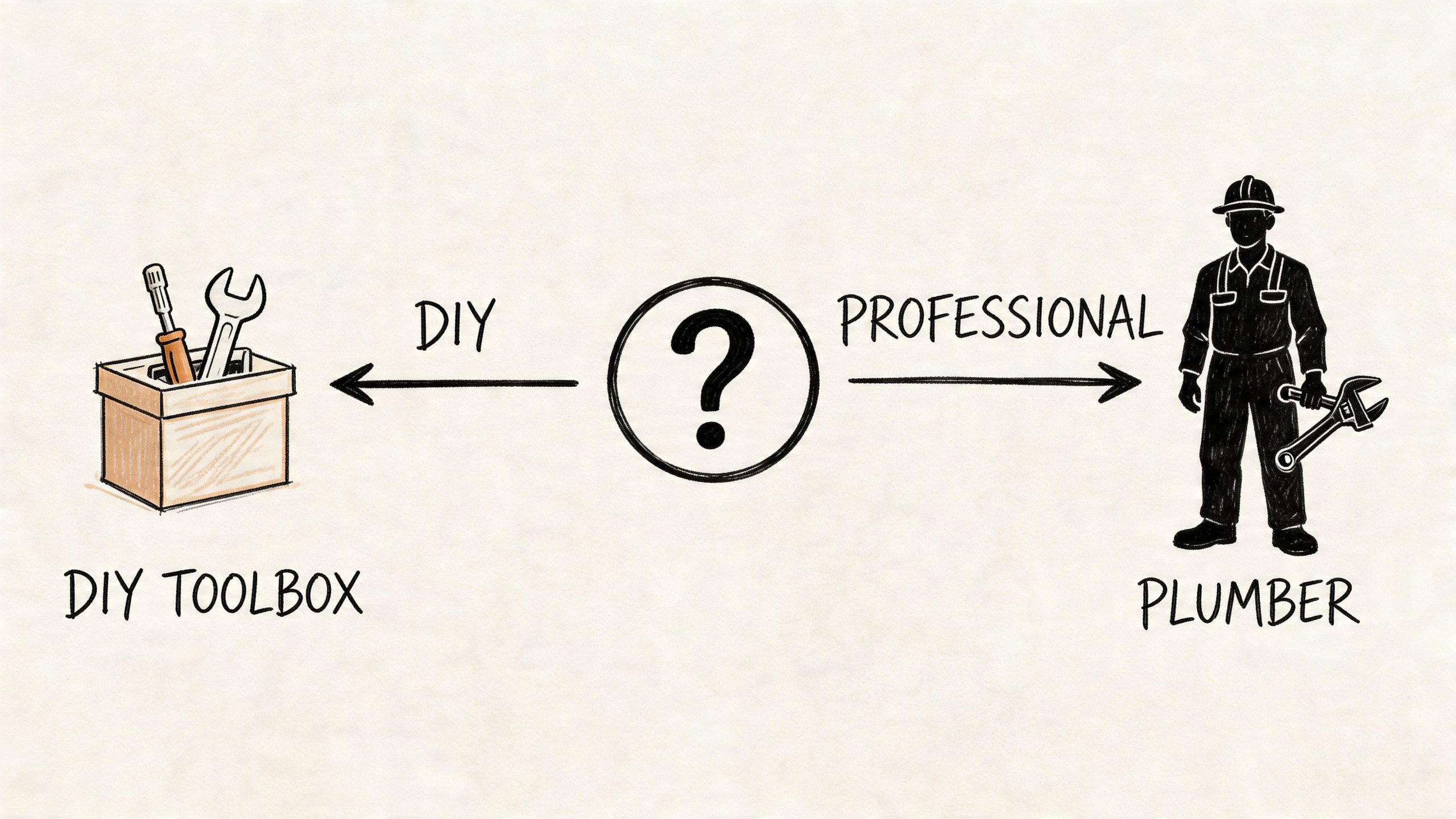 A diagram comparing a DIY toolbox option versus hiring a professional plumber for home repairs.